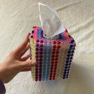 Colorful Beaded Tissue Box Cover